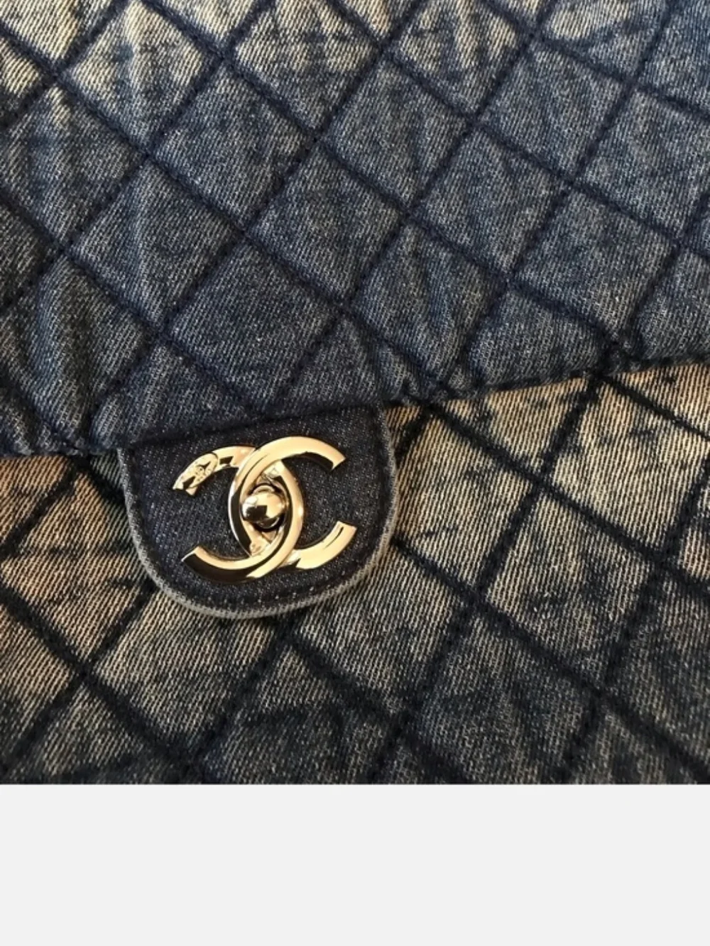 Chanel LIKENESS: XL Quilted DENIM Shoulder Bag in Blue